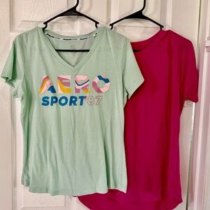Aeropostale Mint Sport Tee & Tech Gear Pink Workout Casual Shirts M L